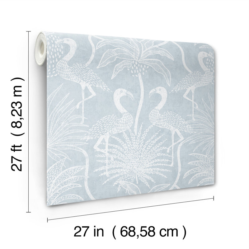 Biscayne Flamingo Beach Wallpaper, Sky Blue 