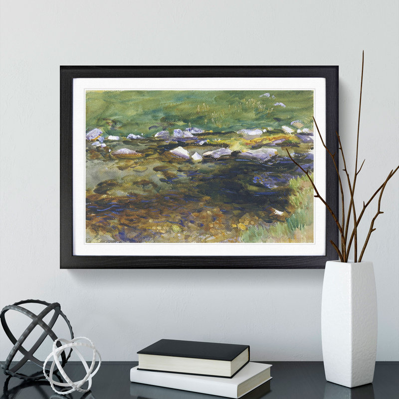 Brook and Meadow by John Singer Sargent - Picture Frame Painting, 48cm H x 65cm W x 2cm D, Black