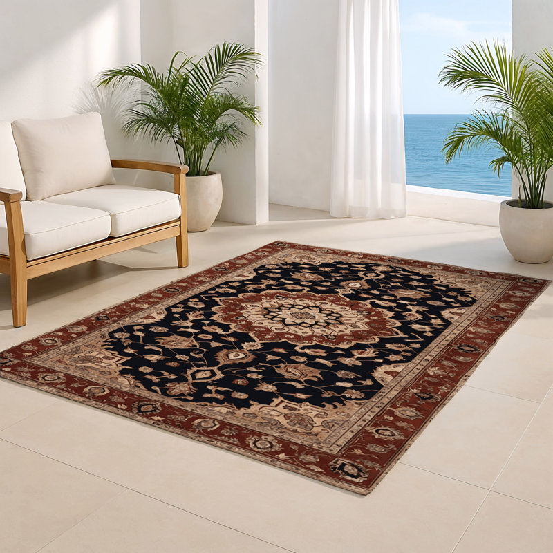 Persian Beige Indoor and Outdoor Area Rug, Rectangle 8' x 10'