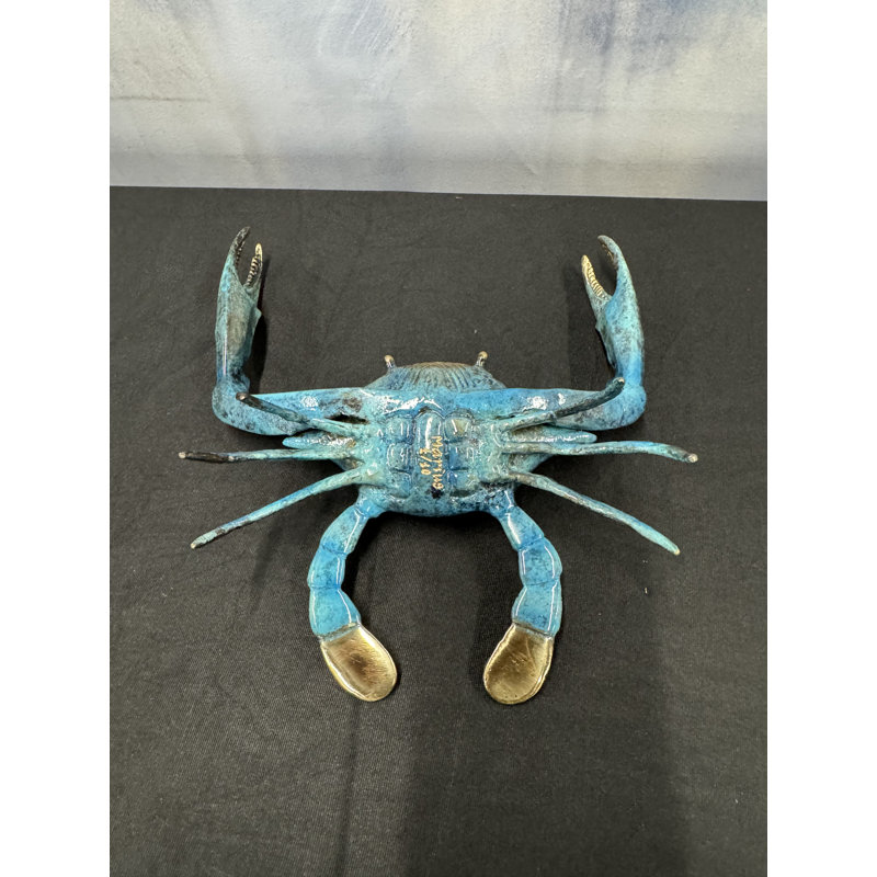 Sculptures & Beyond Turquoise Crab Cast Bronze Sculpture – Lost-Wax Bronze with Hand-Applied Turquoise Patina – Coastal & Nautical Decorative Art for Home, Office & Yacht Décor – Azure Claw – 7"H