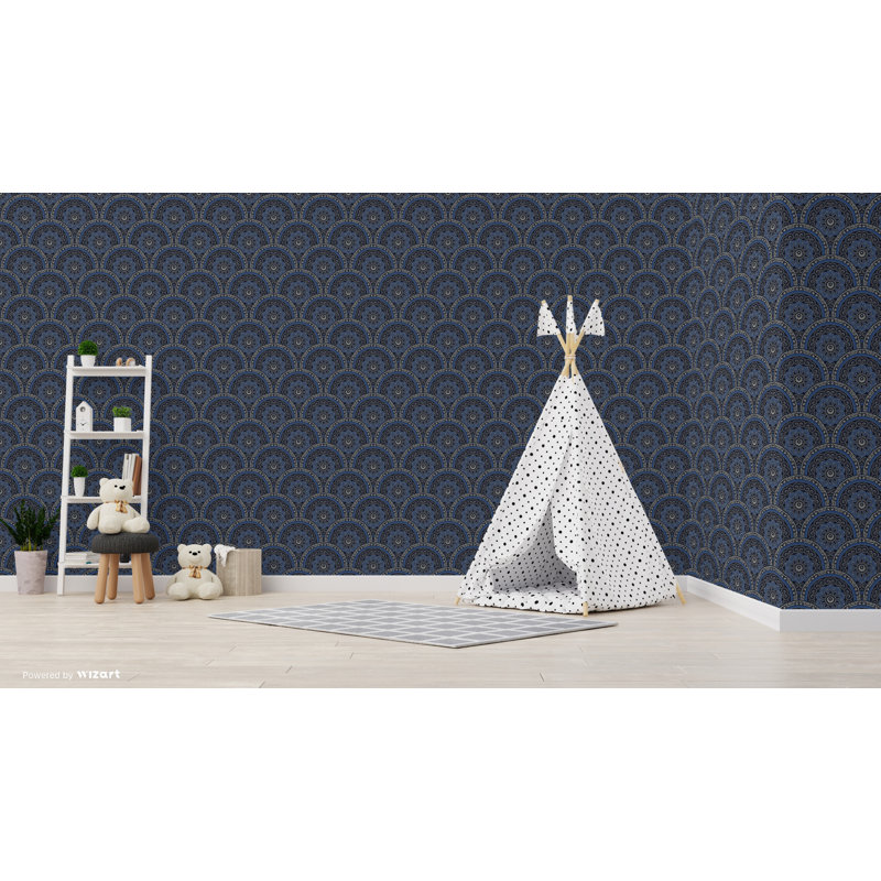 Jasmyn 10m x 53cm Wallpaper Roll, Blue