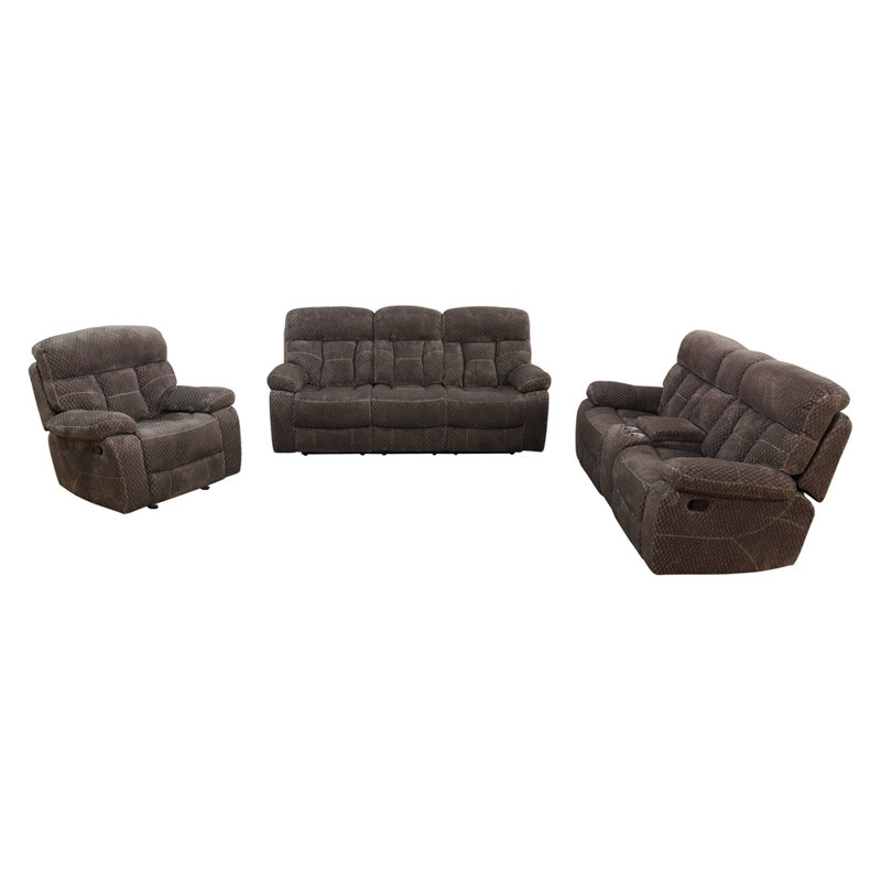 3-Piece Living Room Recliner Set Sofa,Loveseat And Chair, Warm Gray Microfiber / Microsuede