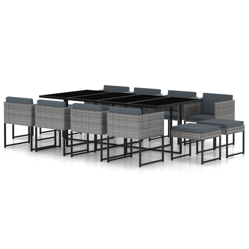 Rectangular 12 - Person Dining Set with Cushions