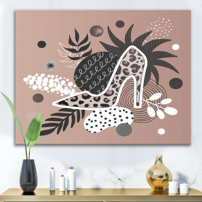 " Leopard High Heeled Shoes Tropical Leaves "