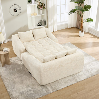 Canapé-lit modulable beige 2 en 1, 100 po