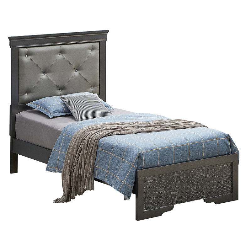 Elegant Silver Champagne Bed, White, Full