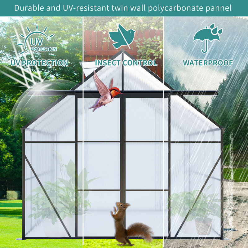 Outdoor Patio Greenhouse, Black, 89.5''H x 94.5''W x 73.75''D