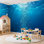 Murale auto-adhésive moderne pour la chambre à coucher avec des bulles sous-marines L 100 po x l 144 po Peel and Stick