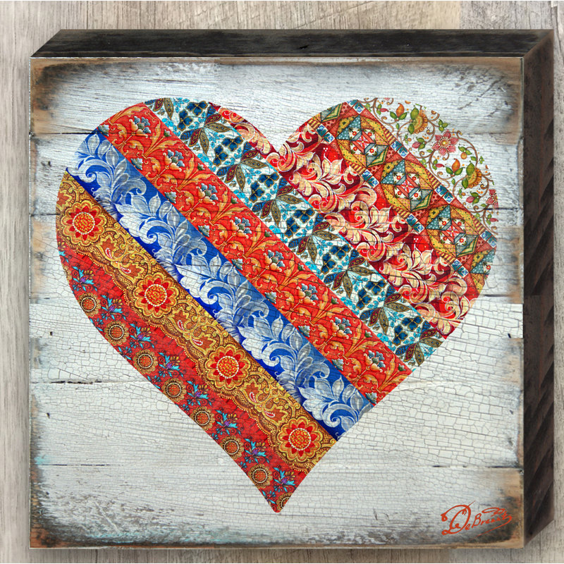 Handmade Traditional Abstract Wall Decor on Wood, 18" H x 12" W x 2" D