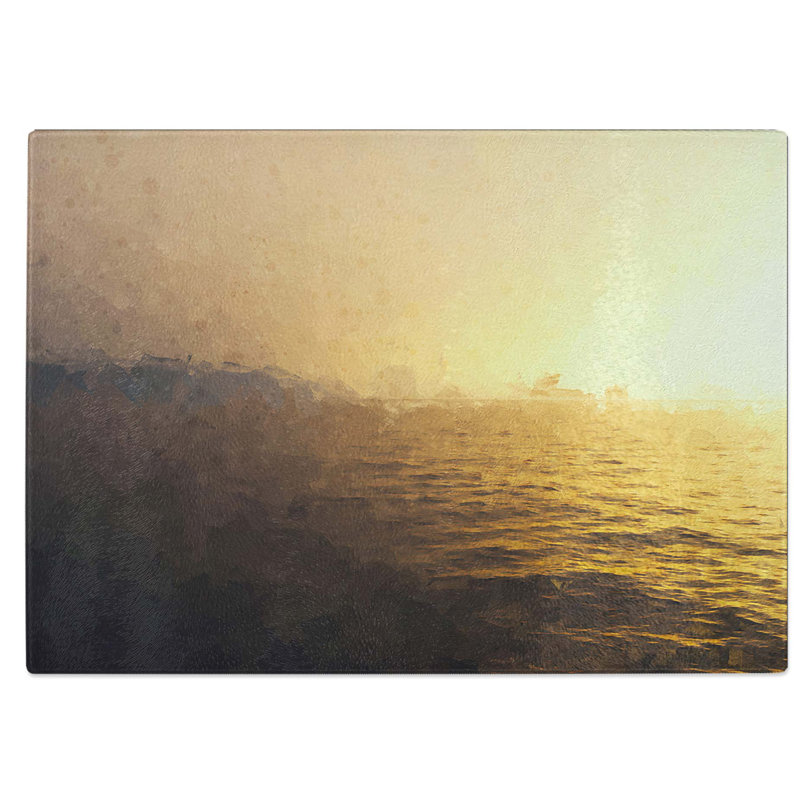 Tempered Glass Sun upon the Oceans Surface Chopping Board, 39 cm W x 28.5 cm L