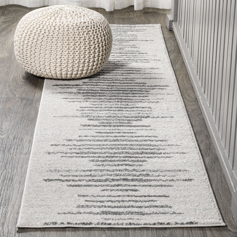 Tapis crème / gris à motif berbère Errol Aya, Tapis de couloir 2 pi 3 po x 8 pi
