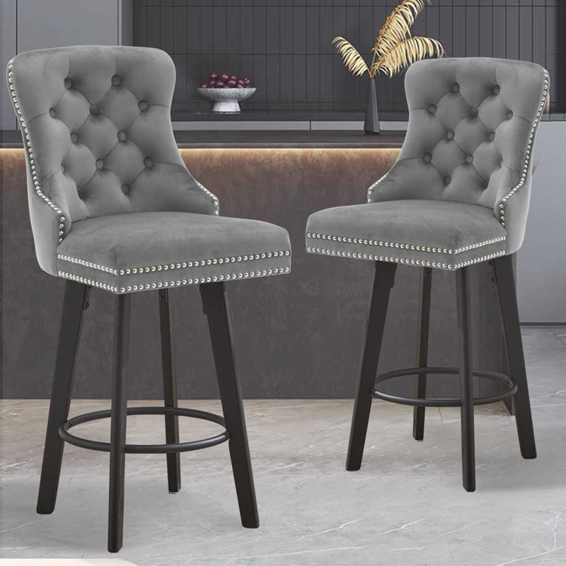 Tabourets de bar pivotants Modern, 2, Gris foncé