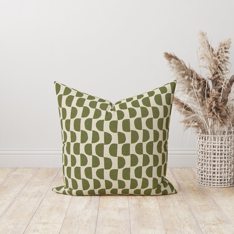 Housse de coussin géométrique vert olive, 21 po x 21 po