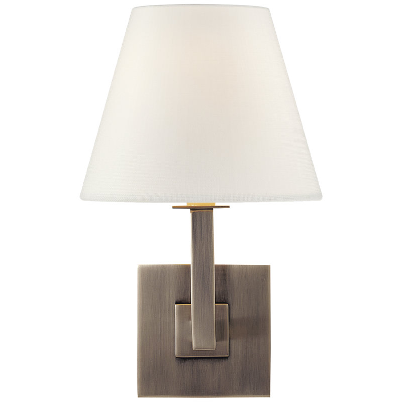 Architectural 1 - Light Armed Sconce, Hand-Rubbed Antique Brass, Fabric