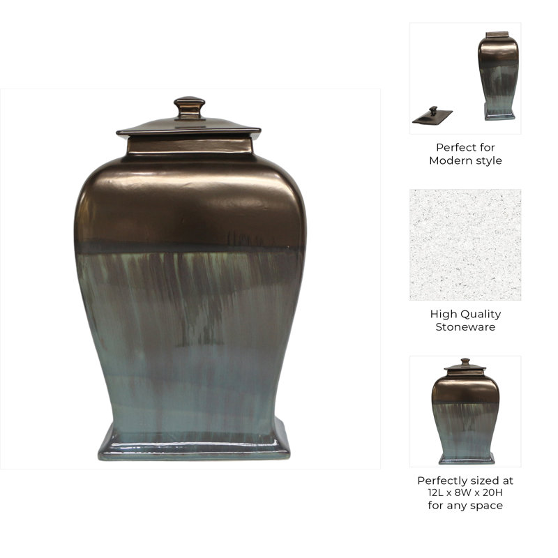 Townsend Handmade Stoneware Jar, 20" H x 8" W x 12" D, Bronze
