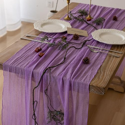 3Pcs Lilac Purple Cheesecloth Table Runner 120 Inches for Party Home Décor