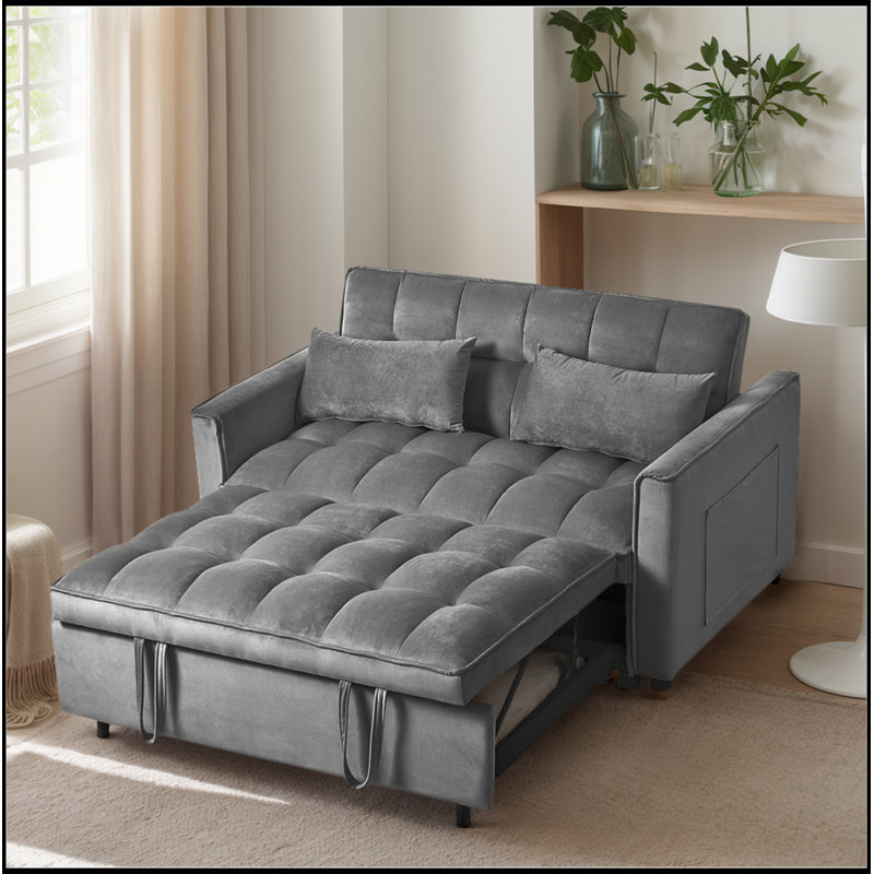 Canapé-lit convertible en velours 3 en 1 avec éponge haute densité et conception peu encombrante pour une utilisation polyvalente