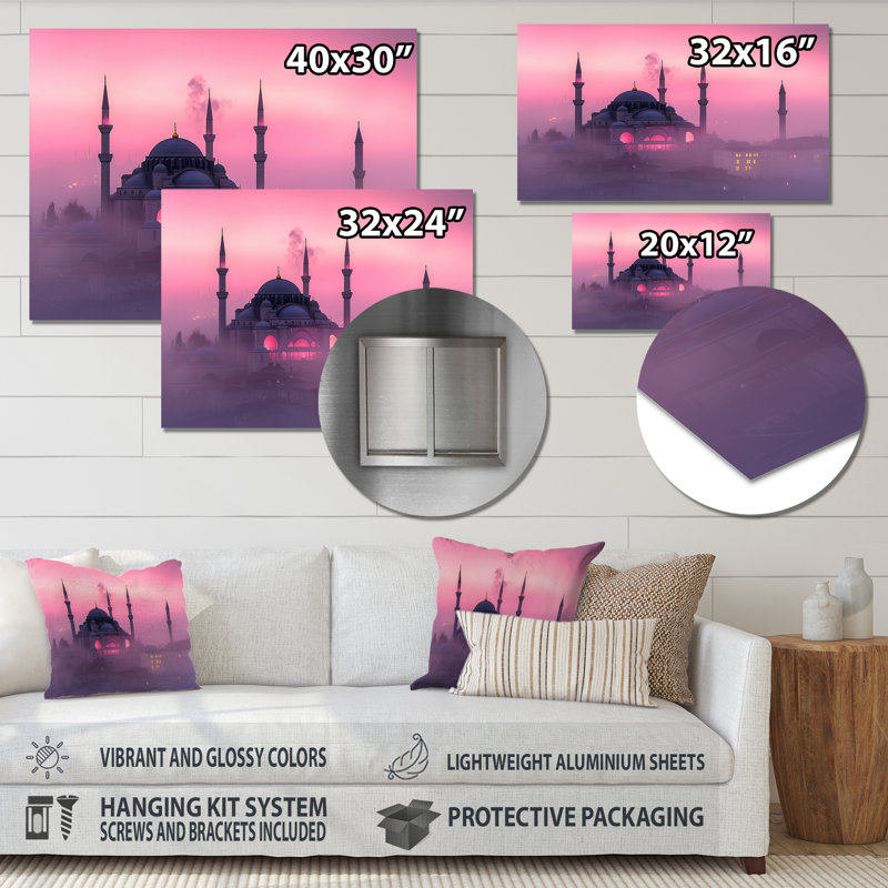 Mosquée à l'aube, Turquie, Turquie, art mural, H 12 po x l 20 po x P 0,84 po