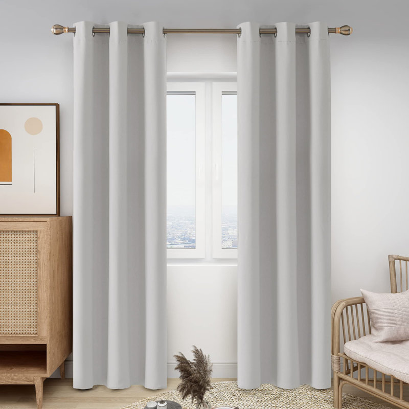 Thermal Insulated Room Darkening Grommet Curtain Panels (Set of 4), 42" W x 72" L, Grayish White