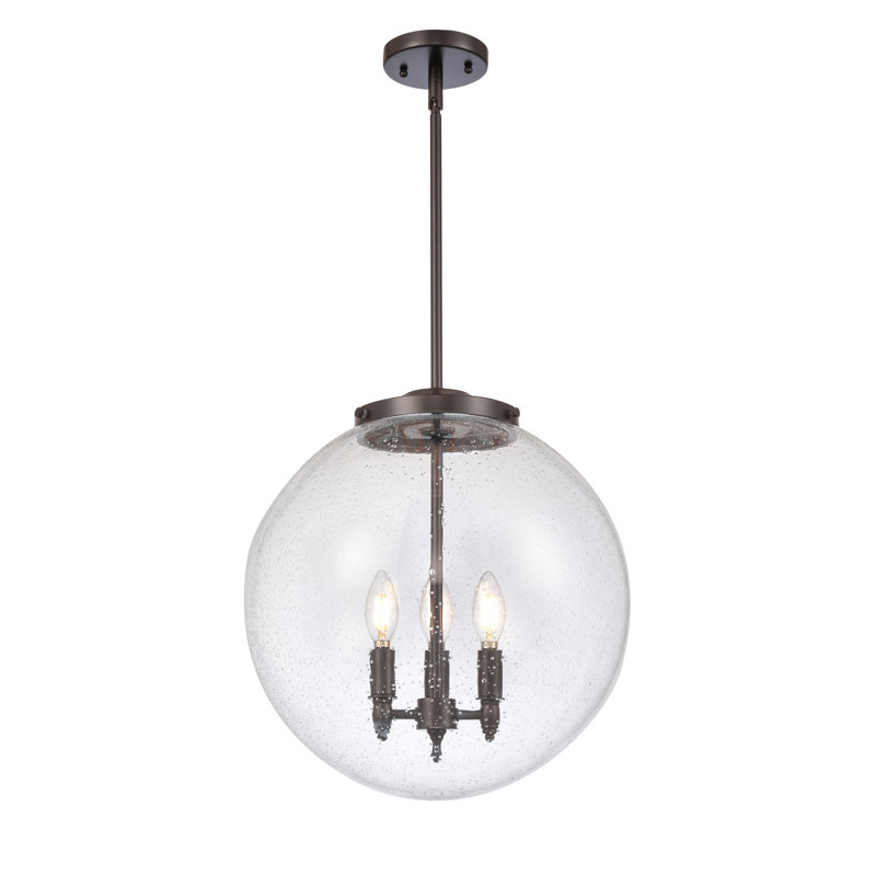 Luminaire suspendu sphère 3 lumières Frederick, H 17 po x l 16 po x P 16 po, Grainé, Bronze huilé