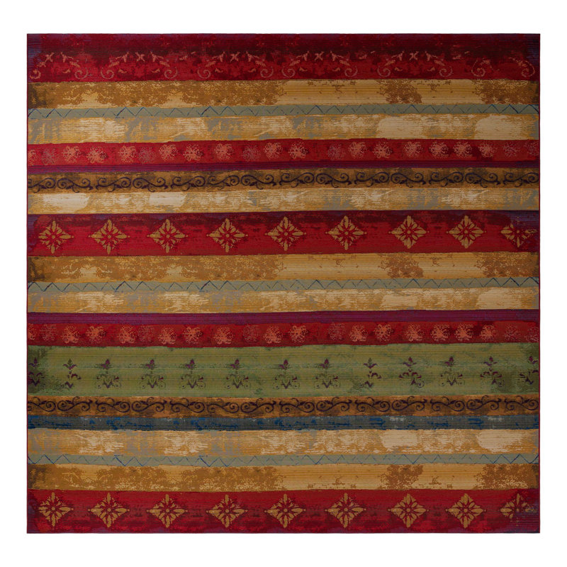 Merrimac Floral Red/Beige Indoor/Outdoor Area Rug, Square 5'3"