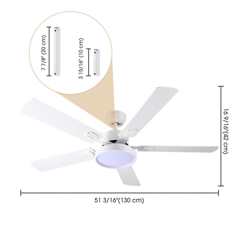 Ceiling Fan with LED Lights, White
