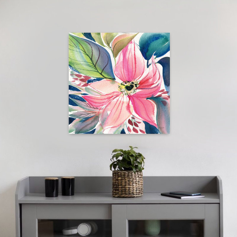 Éclat floral I, art contemporain de paysage floral abstrait, H 18 po x l 18 po