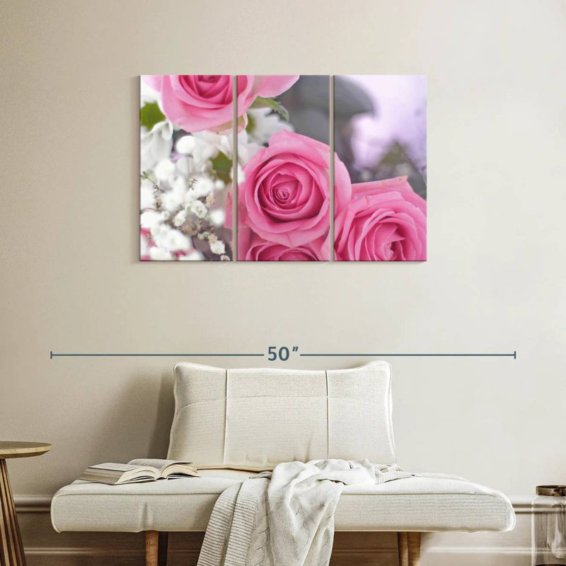 Harnek en fleurs rose clair, H 24 po x l 38 po