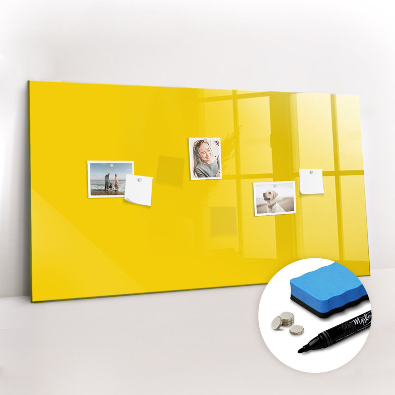 Magnetic Glass Dry Erase Board, Yellow