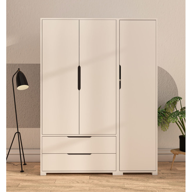 Armoire moderne avec de nombreuses tablettes, 54 x 72 x 18 pouces | Panneau de particules 100% mélaminé, pieds en plastique, fixation murale | Solution de rangement élégante pour l'organisation de la chambre à coucher et du placard