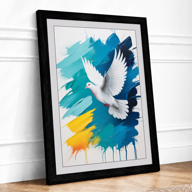 Dove In Flight Modern - Print, Black, A3 - 42.0 x 29.7 cm