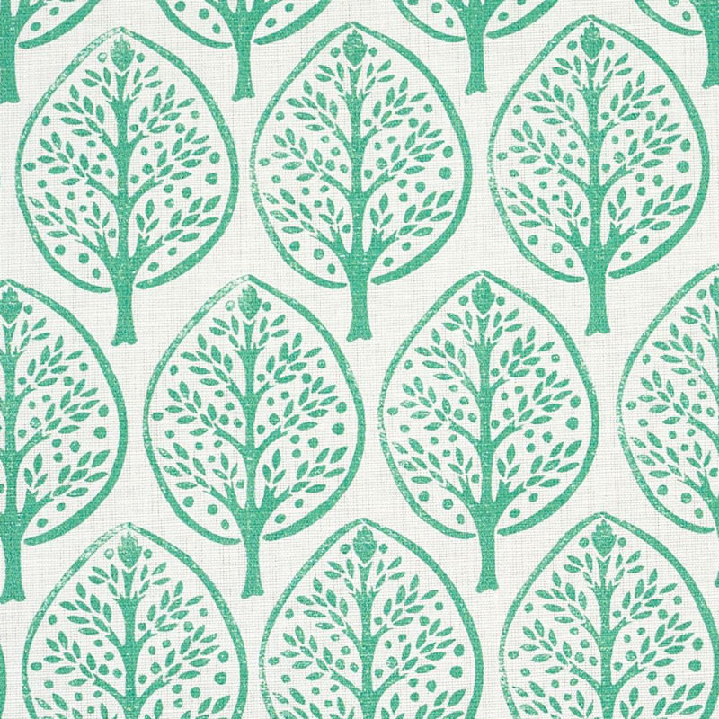 Schumacher x Molly Mahon Mini Burchetts Fabric, Sea Glass