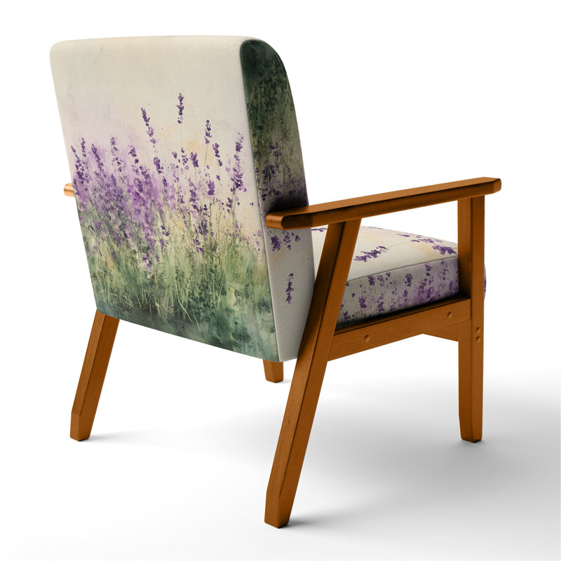 Chaise d'appoint lavande - Chaise d'appoint lavande Meadow Drift II, Accoudoirs carrés bruns