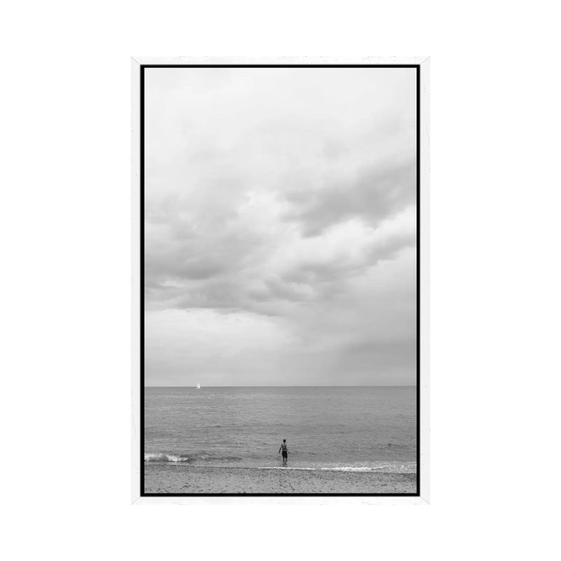 Barcelona Coast by Bethany Young - Print on Canvas, 66.04cm H x 45.72cm W x 3.81cm D, White Framed