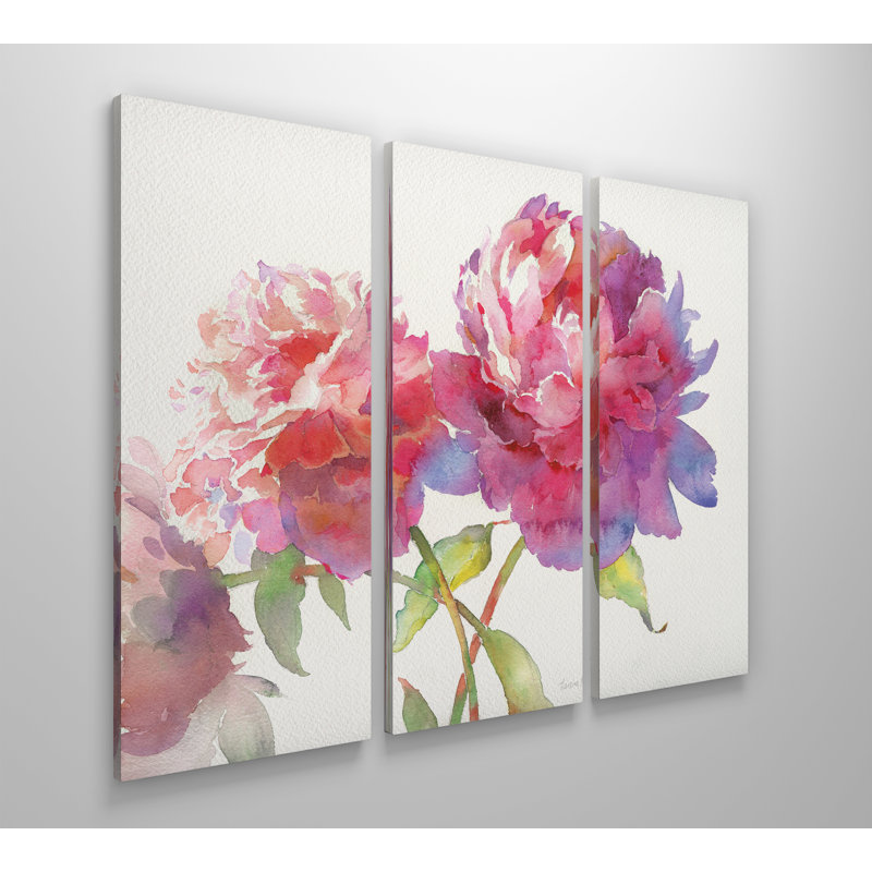 « prix pivoines ii », image multi-pièces sur toile tendue, H 32 po x l 48 po x P 1,5 po