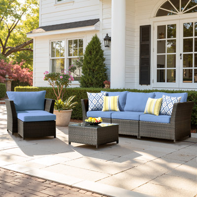 Wicker 4 - Person Patio Conversation Set with Cushions