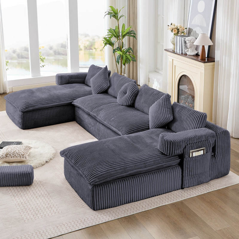 Canapé modulaire surdimensionné de 149 po avec siège profond 149 po, canapé modulaire en U 7 en 1, sans assemblage