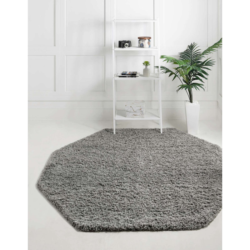 Tapis Santosha à poils longs, Octogone 1,85 m x 1,85 m, Taupe