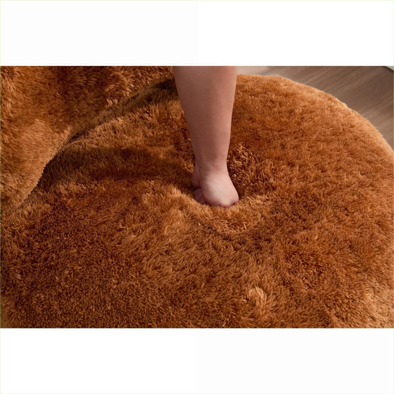 Fauteuil de chambre sans accoudoirs à dossier courbé, pour les espaces de coiffeuse de lecture de chambre à coucher, revêtement en fourrure beige, capacité de 250 lb