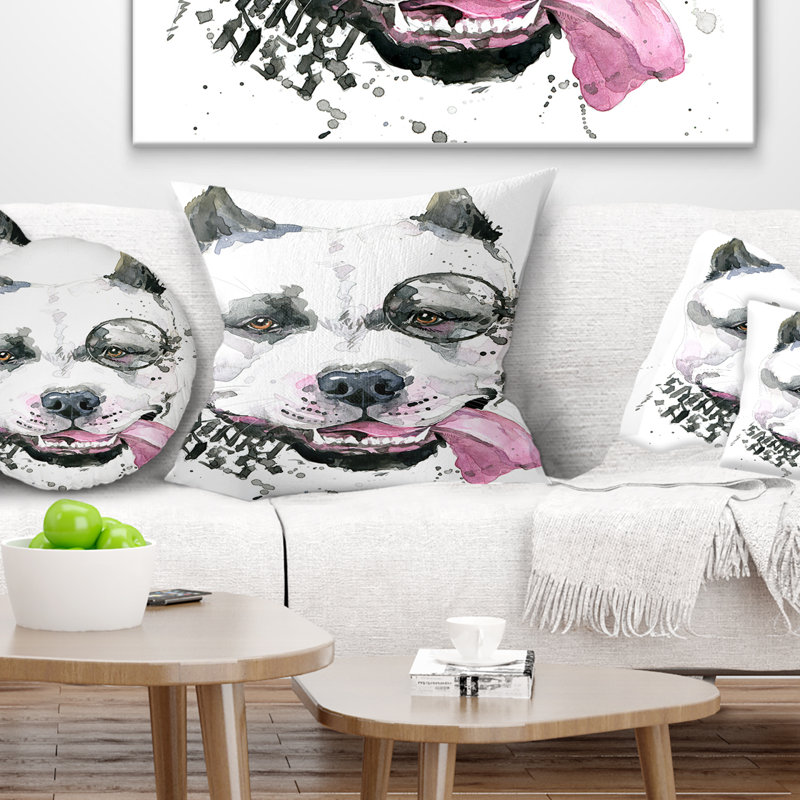 Drôle de chien avec une seule lentille - coussin imprimé animal, 16 po x 1 po, Coussin décoratif