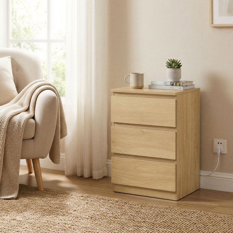 Rumena 40cm W Manufactured Wood Bedside Table, Straw Yellow