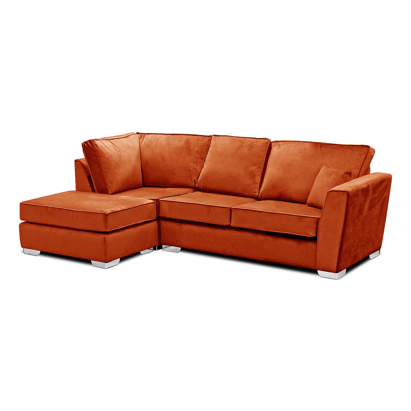 Quade 4 Seater Velvet Corner Sofa , Left Hand Facing, Rust