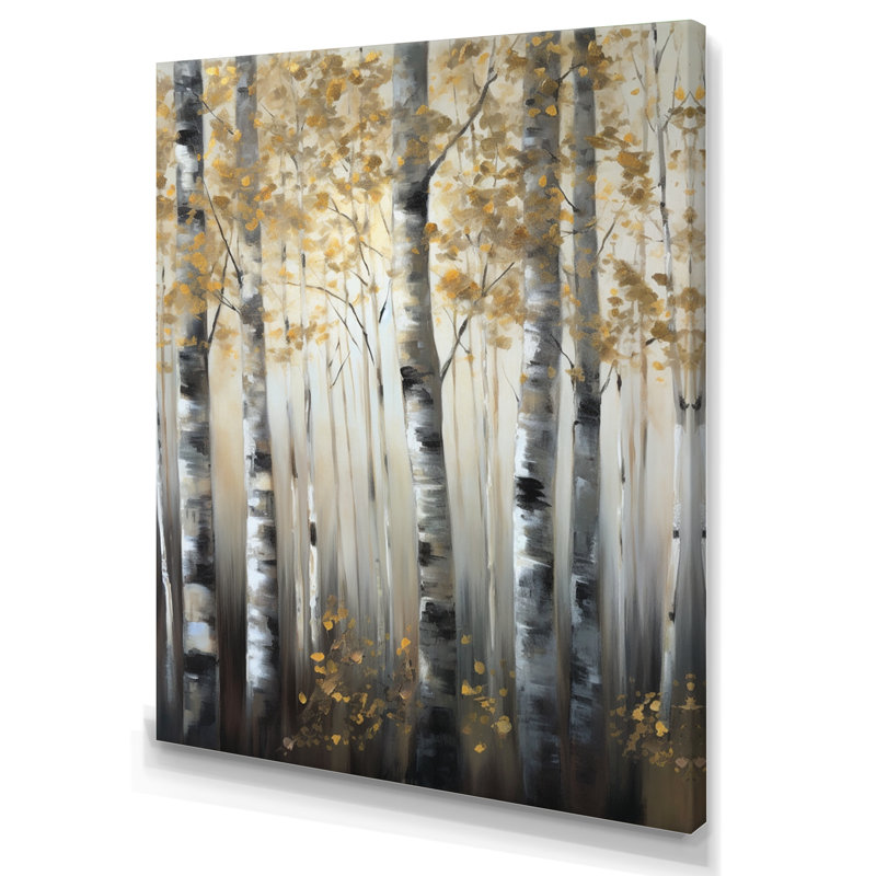 «Birch Tree Forest Wonderland V», reproduction sur toile, H 32 po x l 16 po, Toile tendue