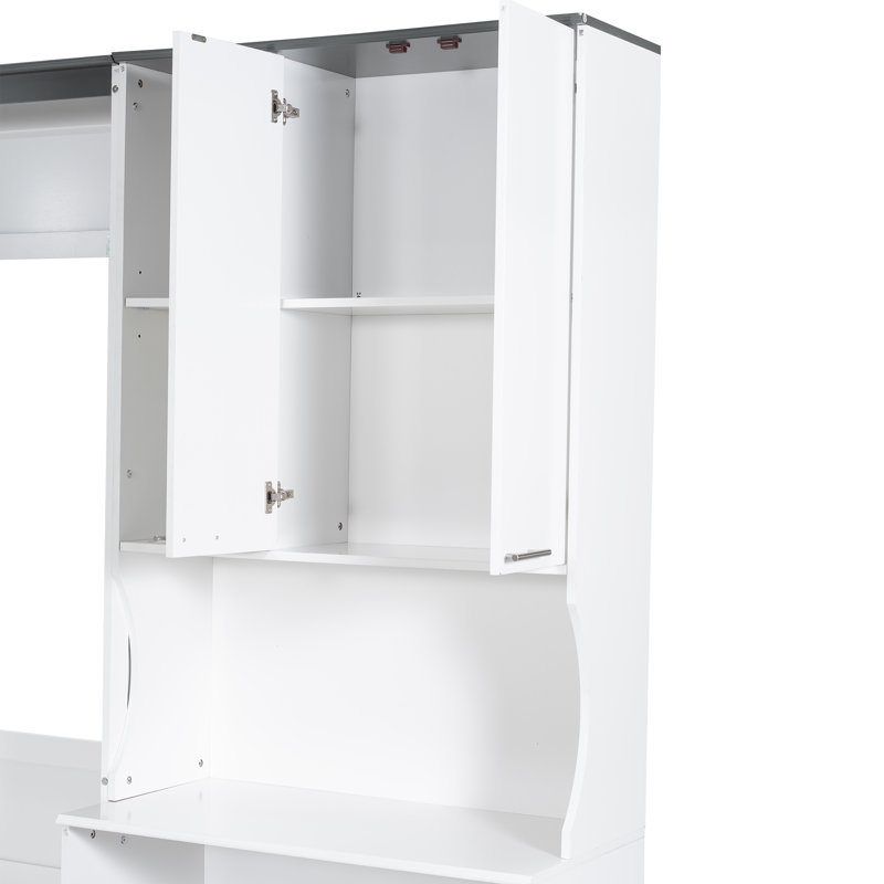 Multi-Functional Murphy Bed with Sofa, Desk & Storage Cabinet, Queen