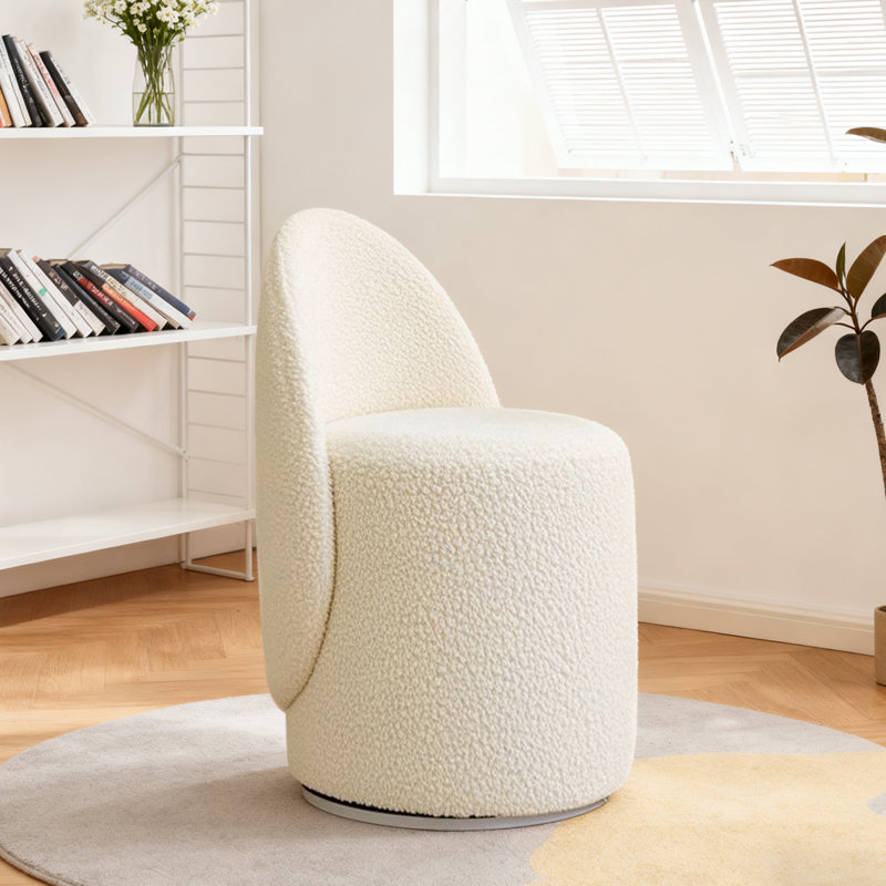 Nordic 360 ° Rotating Dressing Stool Bedroom Simple Backrest Dressing Table Home Makeup Stool, Suitable For Bedroom And Living Room