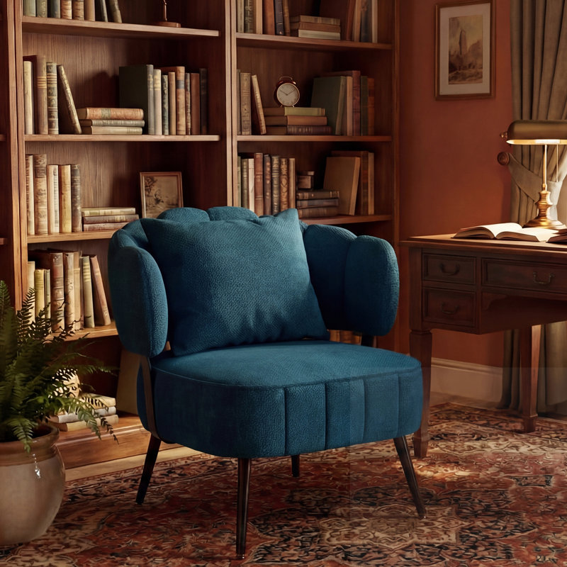 Chaise d'appoint rembourrée avec siège à ressorts ensachés, Bleu