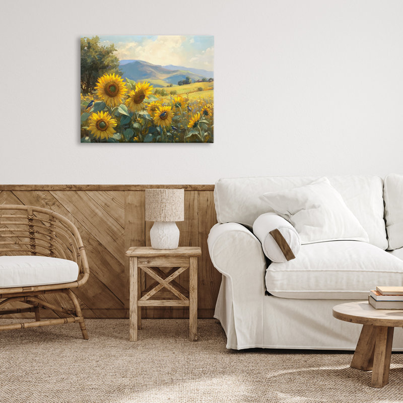Toile de montagnes de tournesol de rêve, conception de Petal Prints Design, H 16 po x l 20 po