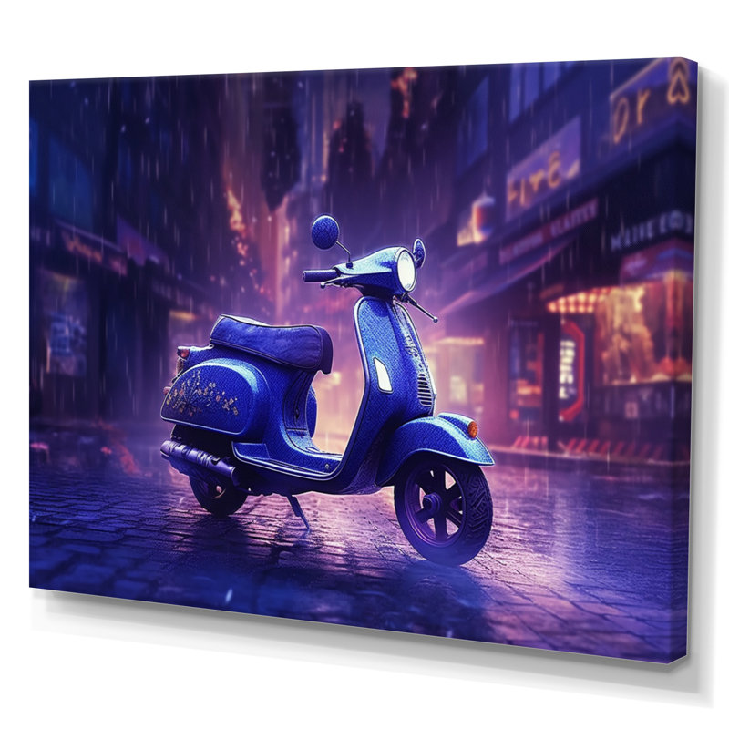 Scooter City Rides II sur impression sur toile, H 24 po x l 32 po x P 1 po, Toile tendue