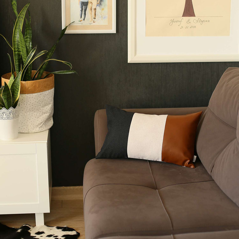 Housse de coussin et insert Boho-Chic, Noir / ivoire / brun, polyester