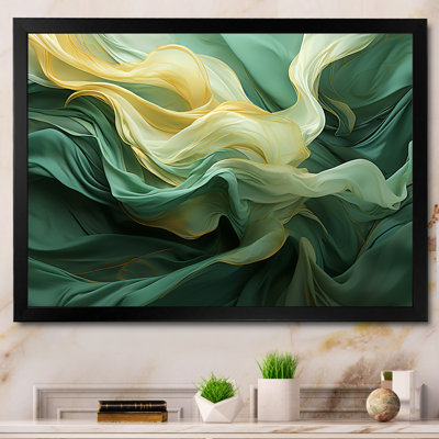 «Green and Yellow Harmonious Chaos I - Abstract Collages», reproduction d'art sur toile